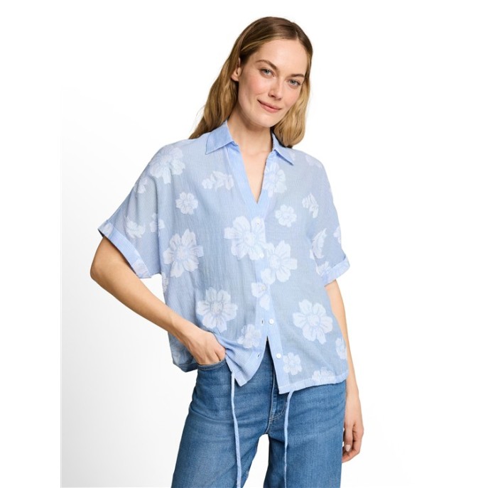Tom Tailor dames blouse streep bloem Blauw Wit